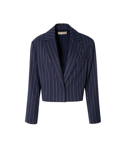 AGGI by HALEWSKI Blue Lora Mood Short Tennis Stripe Blazer