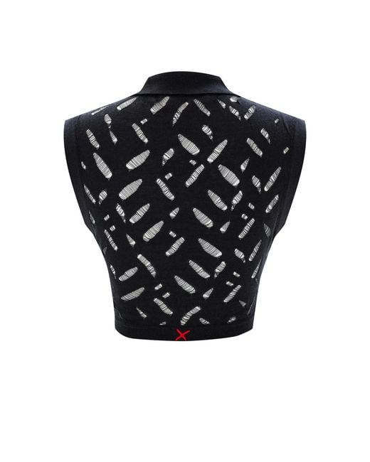 Pcfg Black Cropped Ripped Knit Top