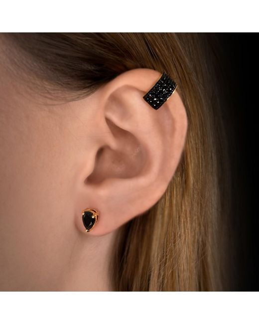 SALLY SKOUFIS Black Destiny Ear Cuff With Made Cz Diamond Stimulant
