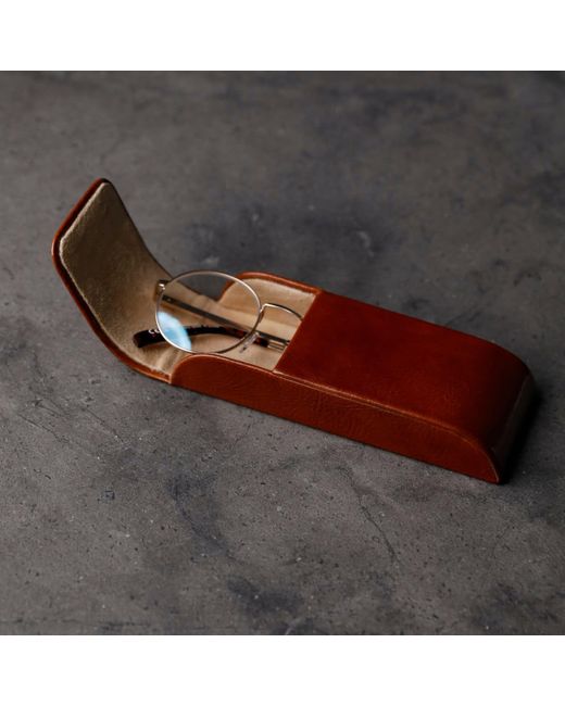 Time Resistance Red Hard Shell Leather Eyeglasses Cover Cognac – The Sign Of Four for men