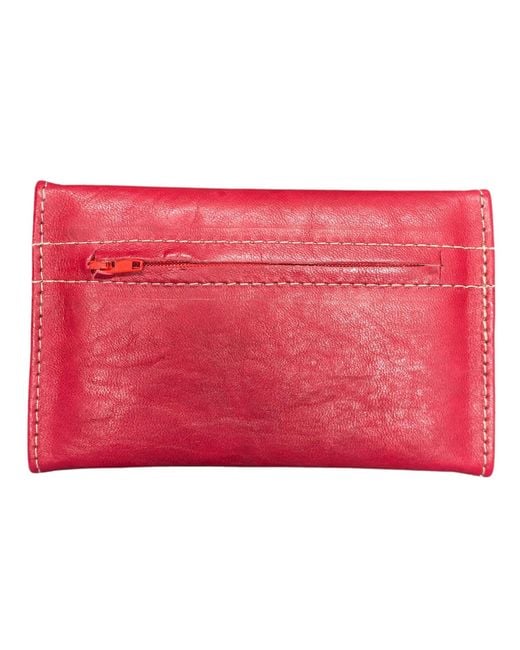 Berber Leather Red Small Leather Tri-Fold Purse