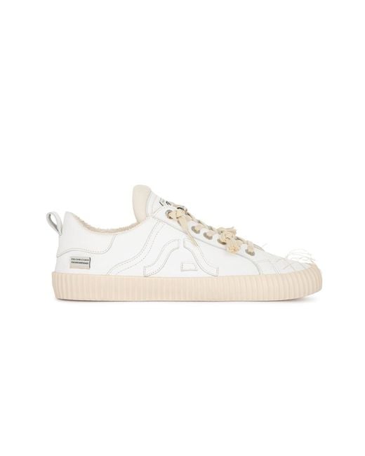 Springa | Unique Vulcanized Sneakers Italian Handmade White Wavy Leather Embroidery Sneakers for men