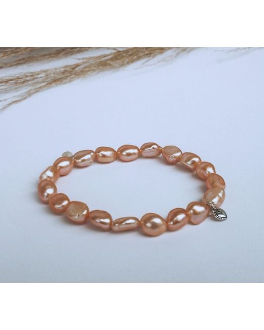 FV Jewellery Metallic La Pierre Keshi Pearl Stretchy Bracelet