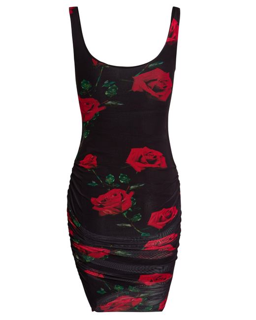 Sarvin Red Ruched Sleeveless Bodycon Dress