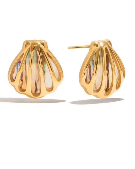 Olivia Le Metallic Seashell Framed Earrings