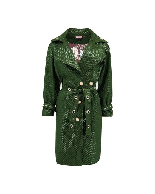 Maui X Lolita Green Trinity Quilted Vegan Leather Trench Coat