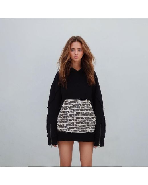 mysimplicated Black Oversized Cotton Hoodie