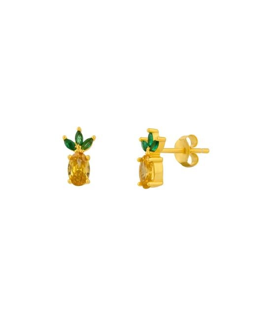 Spero London Yellow Pineapple Sterling Stud Earring