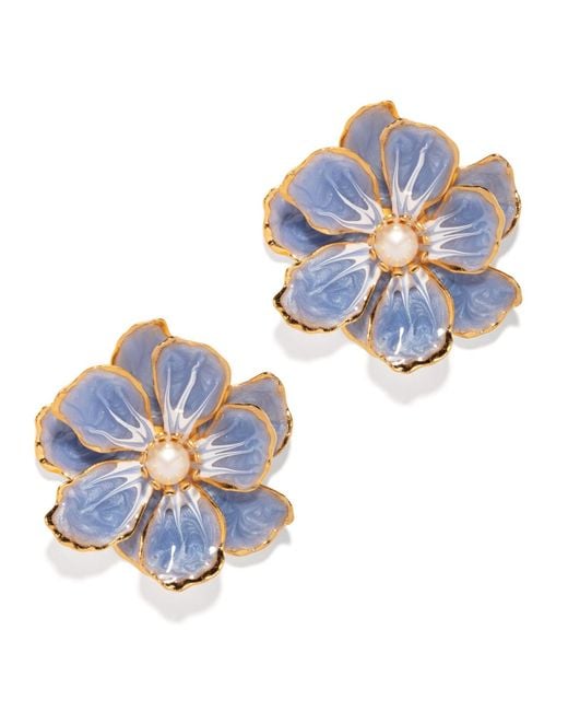 The Pink Reef Blue Large Jewel Box Floral Earrings