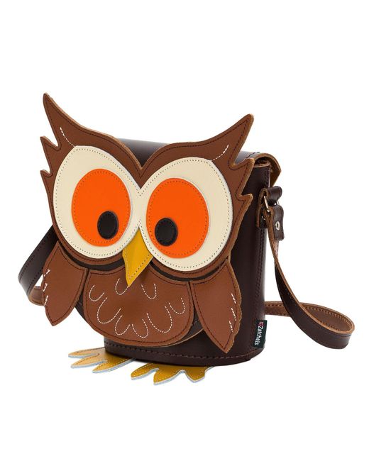 Night Hoot Owl Leather Charm In Brown