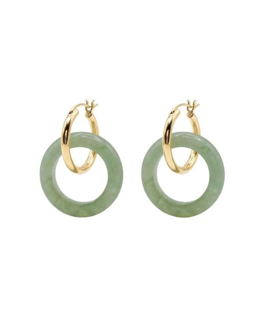 seree Green Amelie Jade- Gemstone Hoop Earrings