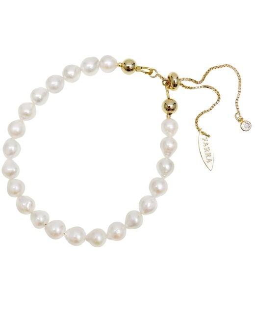 Farra Metallic Must-Have Freshwater Pearls Beaded Adjustable Bracelet