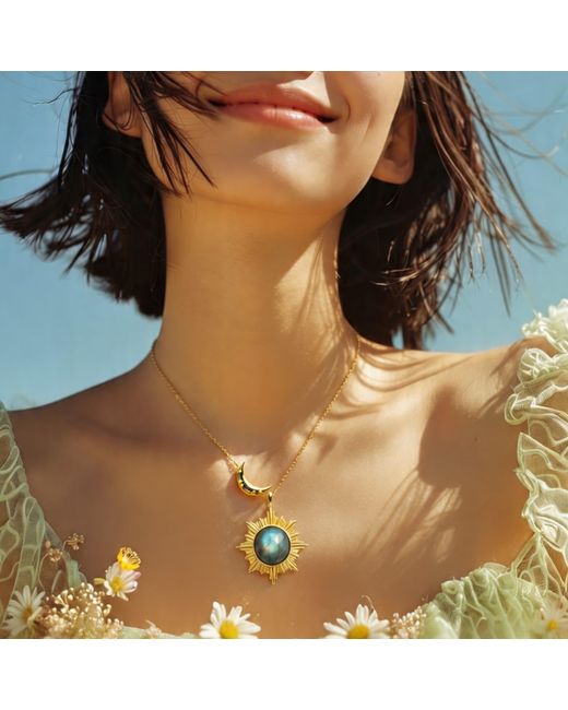 Ormiro Metallic Sun & Moon Labradorite Necklace