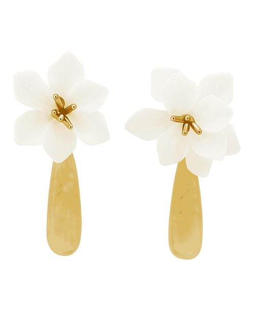 Michael Nash Jewelry Metallic Flora And Mother Of Pearl Resin Drop Clip Earrings