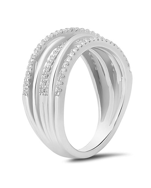 Kylie Harper Metallic Sterling Diamond Cz Crossover Statement Ring