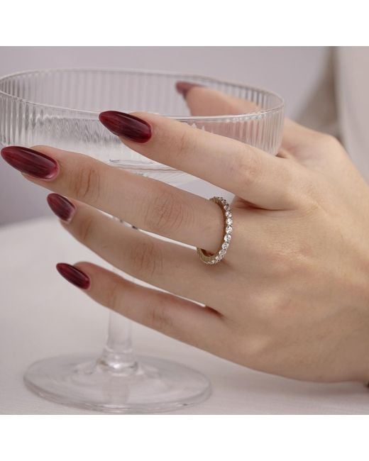 Diamonbliss Metallic Round Cut Eternity Ring With Swarovski, One And Half Carat, Plated