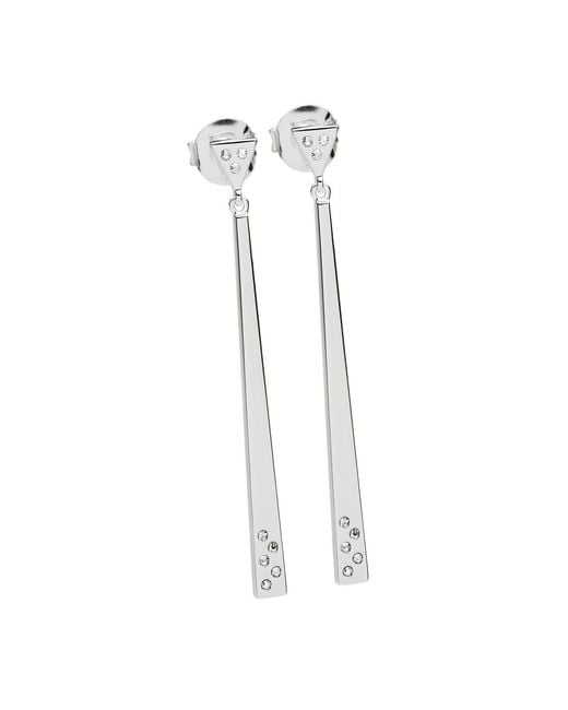 Lucy Quartermaine White Art Deco One Linea Drop Earrings