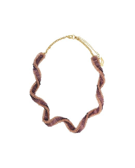 Lavish by Tricia Milaneze Brown Neutrals Breeze Mix Helix Handmade Crochet Necklace