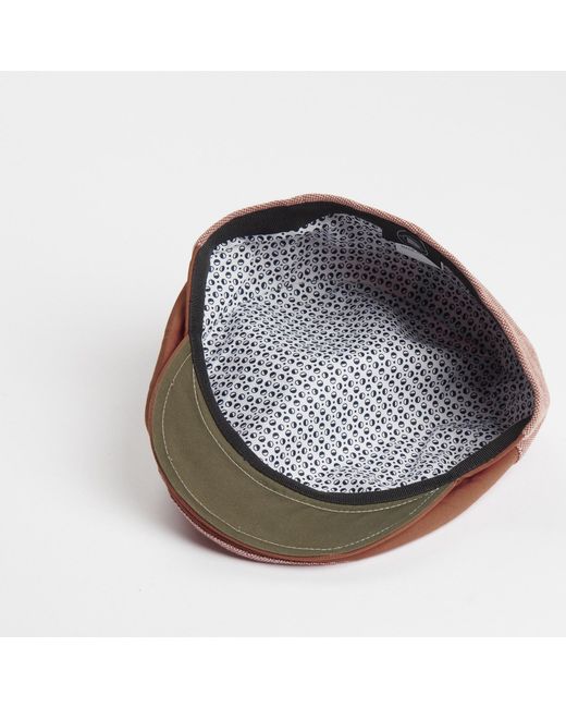 Dasmarca Hats Brown Dasmarca Brody Terracotta Cotton Summer Flat Cap With Bright Coloured Under Peak for men