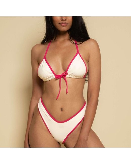 Montce Pink Neutrals Cream Raspberry Binded Lulu Bikini Bottom