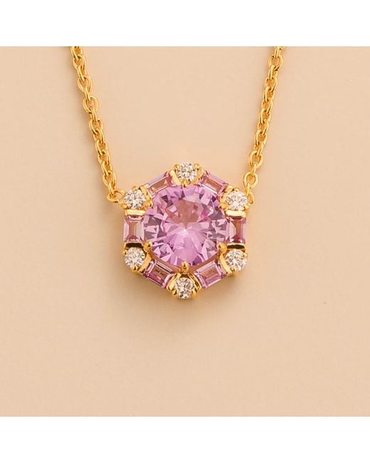 Juvetti Pink Melba Necklace With Sapphire And Diamond