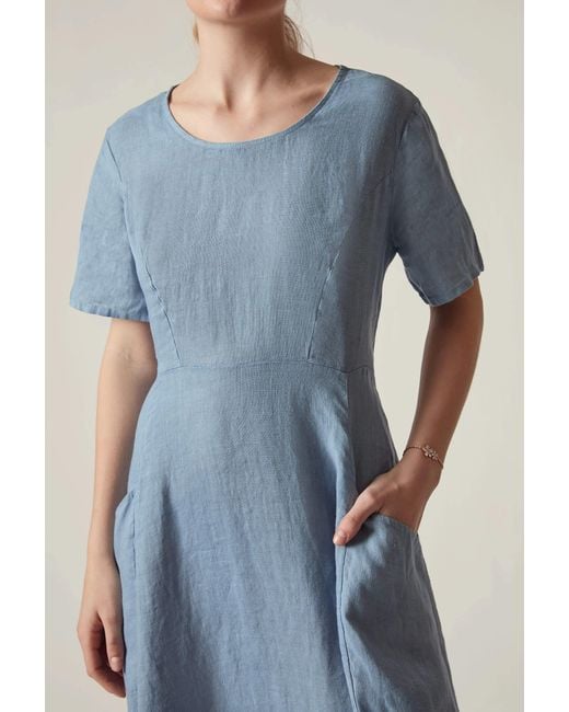 James Lakeland Blue Denim Linen Midi Dress