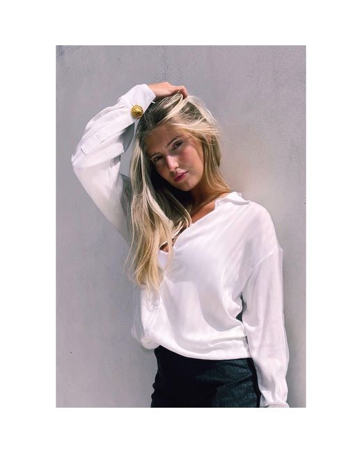 LAHIVE White Alexis Button Down Blouse