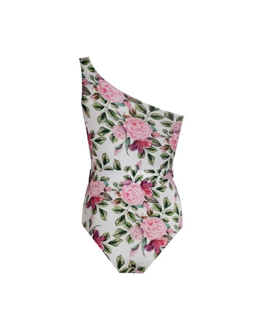 Nur Karaata White Camelia Rose Swimsuit