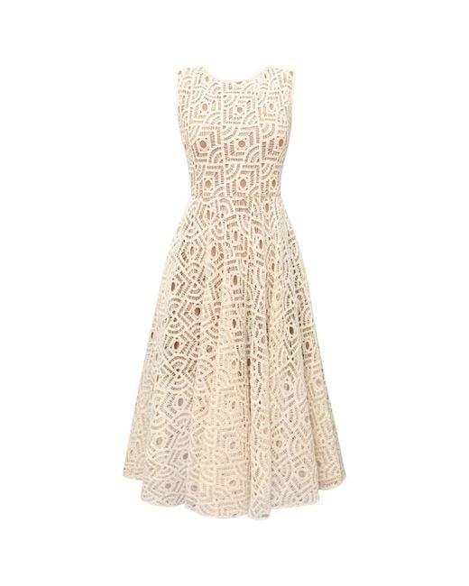 ALINA CERNĂTESCU Natural Neutrals Chiara Crochet Cotton Wide Midi Versatile Dress