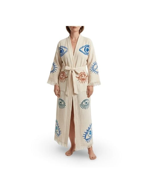 Casa Duniya Metallic Artisan Hand-Stamped Mosaic Evil Eye Awali Kimono – Limited Edition