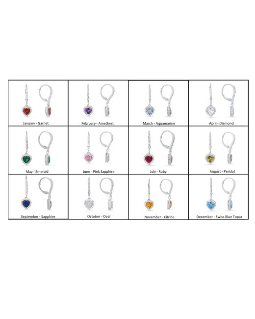 Kylie Harper White June Sapphire Birthstone Heart-Cut Halo Leverback Earrings
