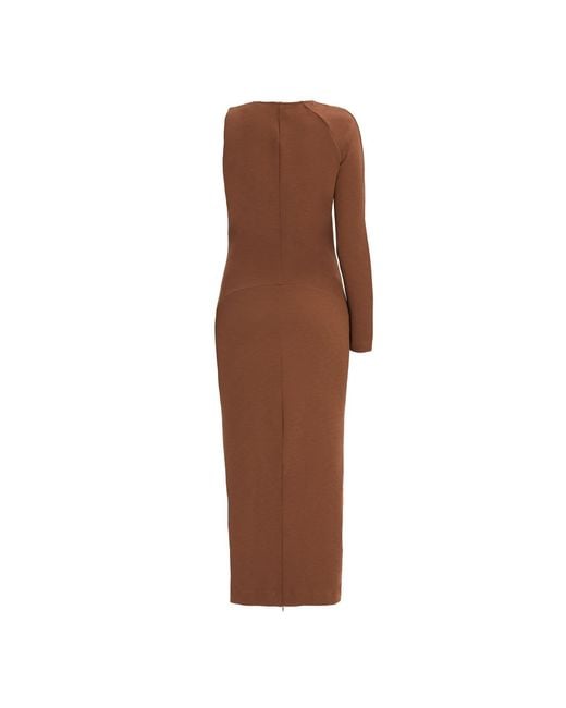 Monosuit Brown Today Asymmetric One-Sleeve Midi Dress