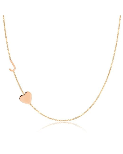 Maya Brenner Metallic Monogram Necklace With Heart 14K