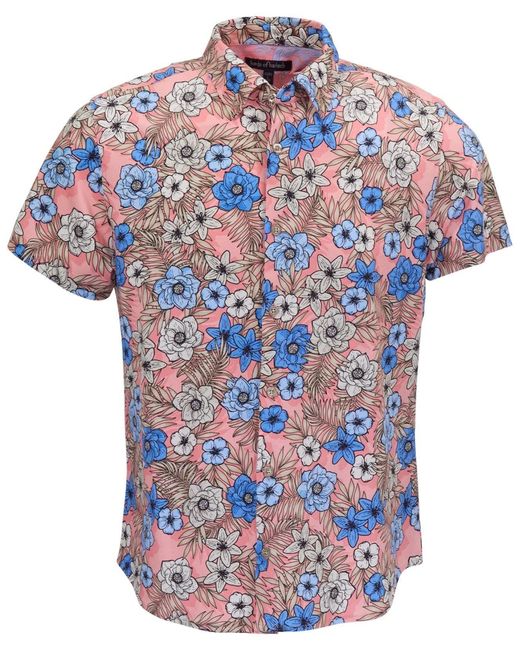 Lords of Harlech Blue Todd Tropical Mix Coral Knit Shirt for men