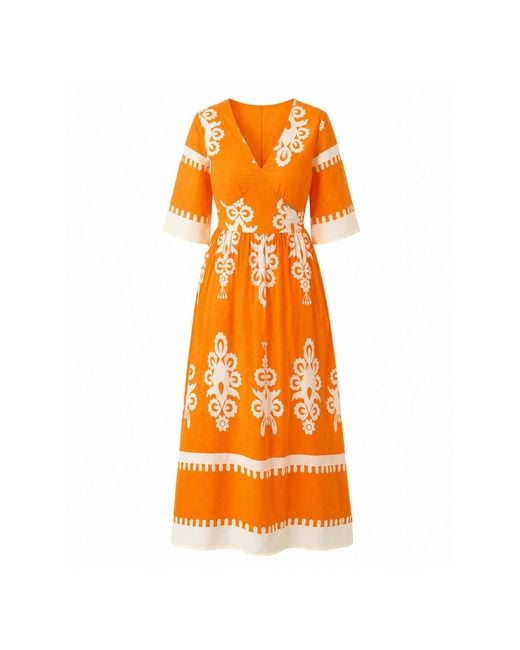 Girl In Mind Orange Suzanne Boarder Midi Dress