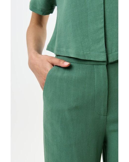 Louche Green Tilde Linen Mix Wide Leg Trouser