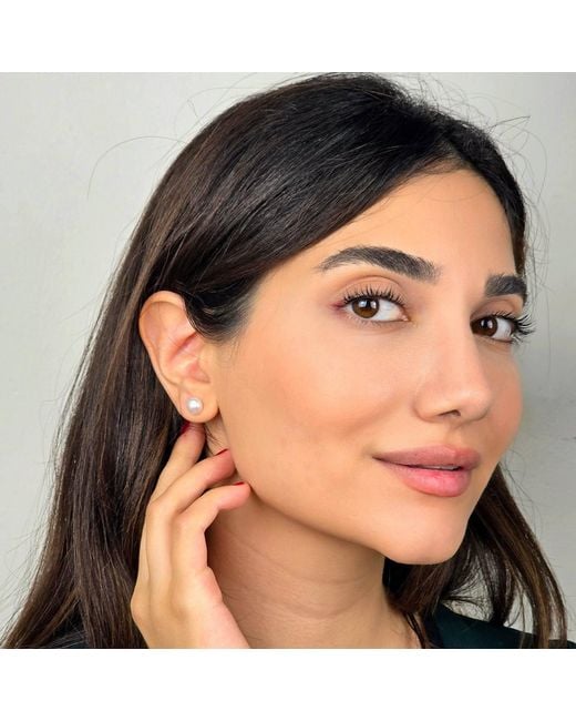 Harfi Metallic Handpicked Freshwater Plated Pearl Stud Earrings