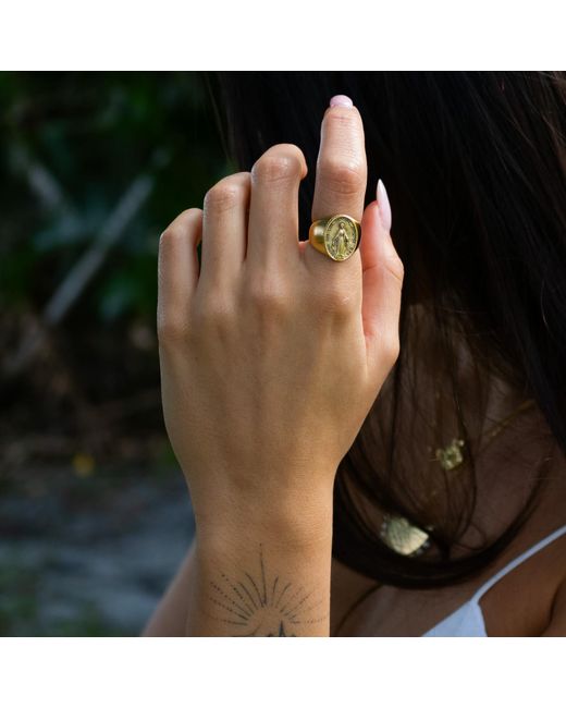 Ebru Jewelry Metallic Divine Protection Virgin Mary Vermeil Ring