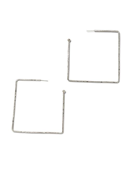 Jaredjamin White Squaretastic Hoop Post Earrings