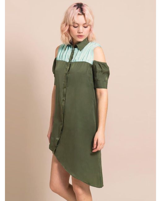 blonde gone rogue Green Airy Shirt Dress, Cupro