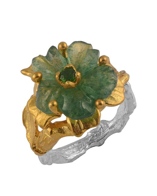 Emma Chapman Jewels Green The Rosa Onyx Flower Ring