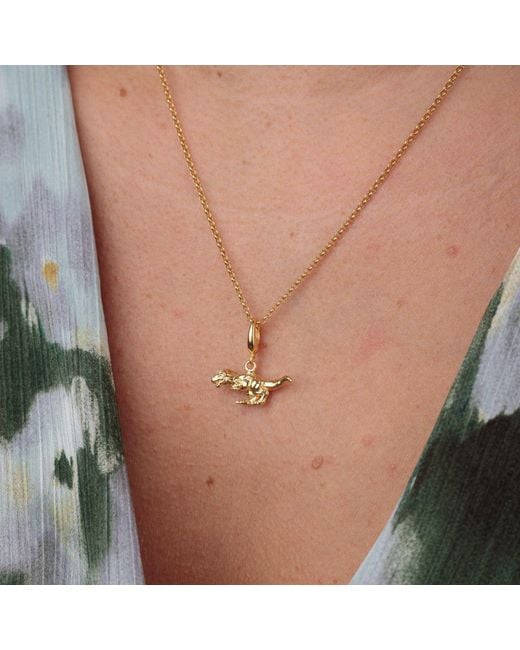 Lily Charmed Metallic Plated T-Rex Dinosaur Charm Necklace