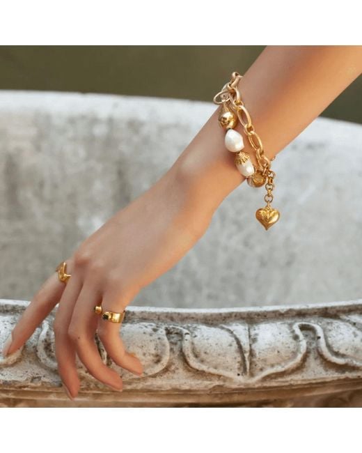 LINYA JEWELLERY Metallic Milazo Heart Chain Bracelet