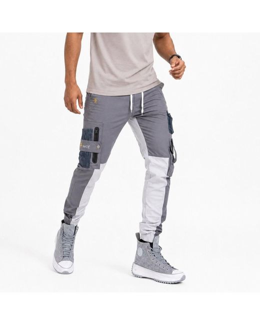 Chuks Collins Gray Act Self Cargo Pants- Diffusion Collection for men