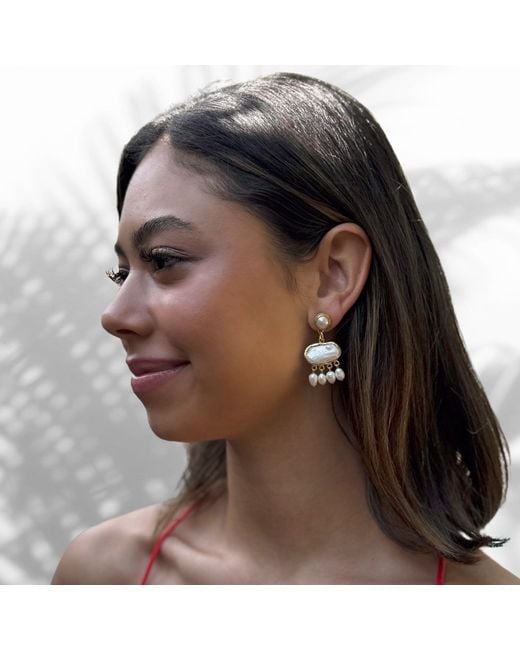 Ebru Jewelry Metallic Cleopatra Pearl & Tassel Earrings