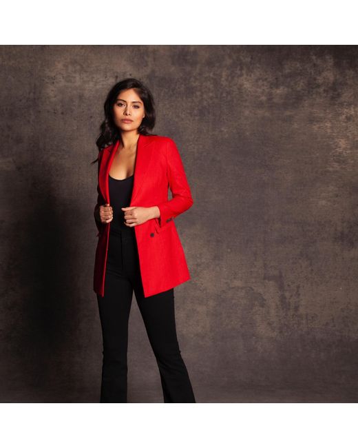 Vulto Red Linen Jacket
