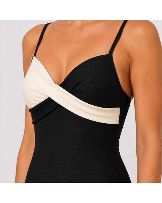 Nuvv Collection Black Monochrome Twist One-Piece Swimsuit