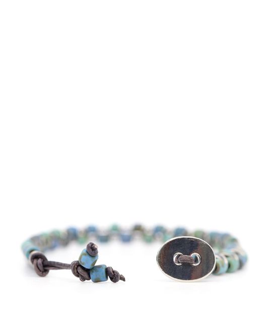 Shar Oke Matte Green Turquoise & Blue Czech Picasso Beaded Bracelet for men