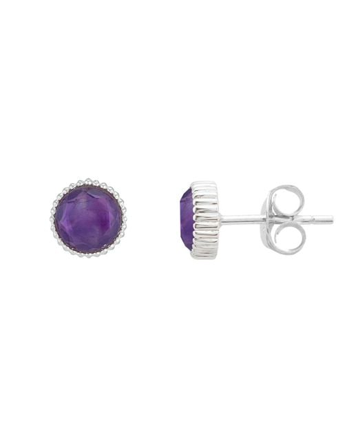 Auree Jewellery Purple Barcelona Silver February Birthstone Stud Earrings Amethyst
