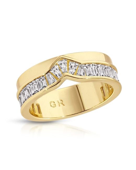 Glamrocks Jewelry Multicolor Peak Baguette Band Ring- Clear